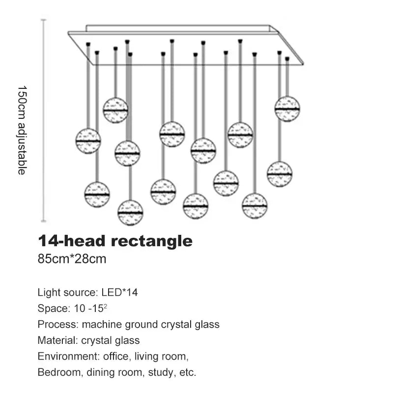 Modern frosted crystal ball chandelier staircase pendant light