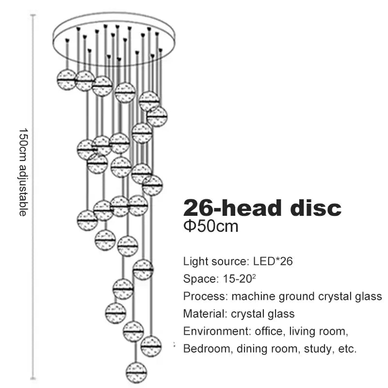 Modern frosted crystal ball chandelier staircase pendant light