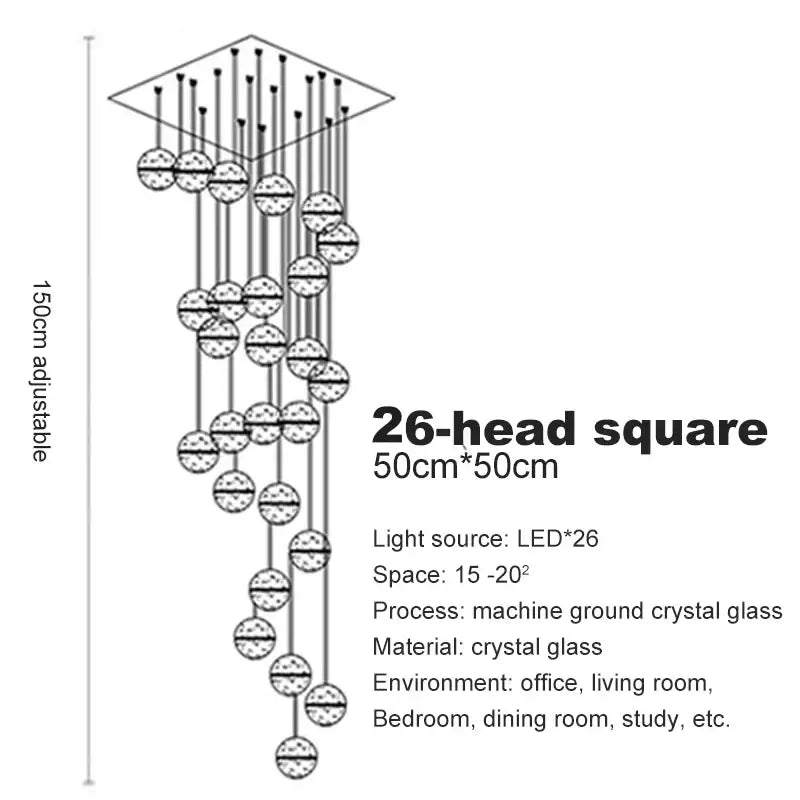 Modern frosted crystal ball chandelier staircase pendant light