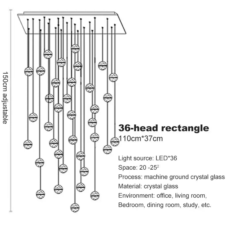 Modern frosted crystal ball chandelier staircase pendant light