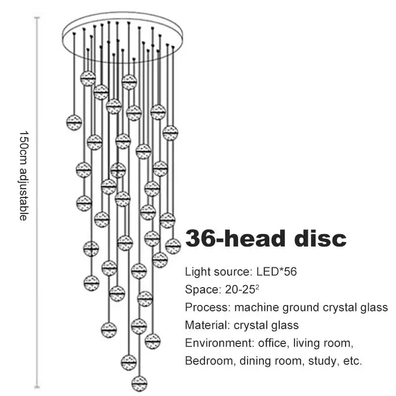 Modern frosted crystal ball chandelier staircase pendant light