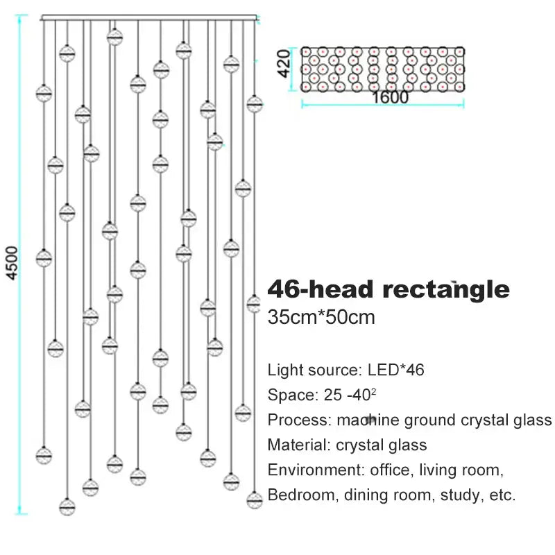 Modern frosted crystal ball chandelier staircase pendant light