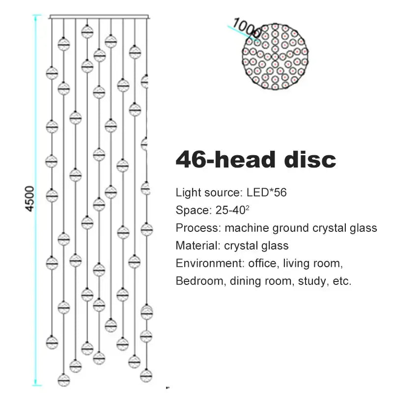 Modern frosted crystal ball chandelier staircase pendant light
