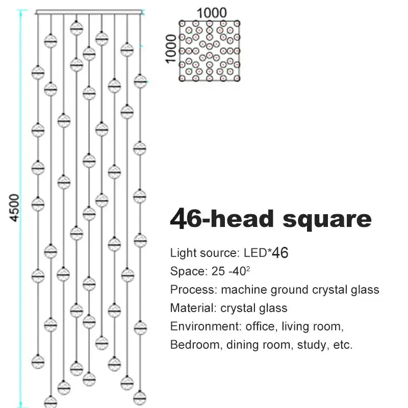 Modern frosted crystal ball chandelier staircase pendant light