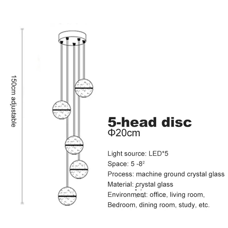 Modern frosted crystal ball chandelier staircase pendant light