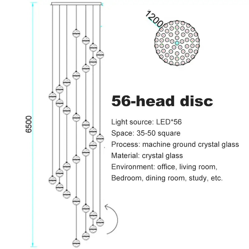 Modern frosted crystal ball chandelier staircase pendant light