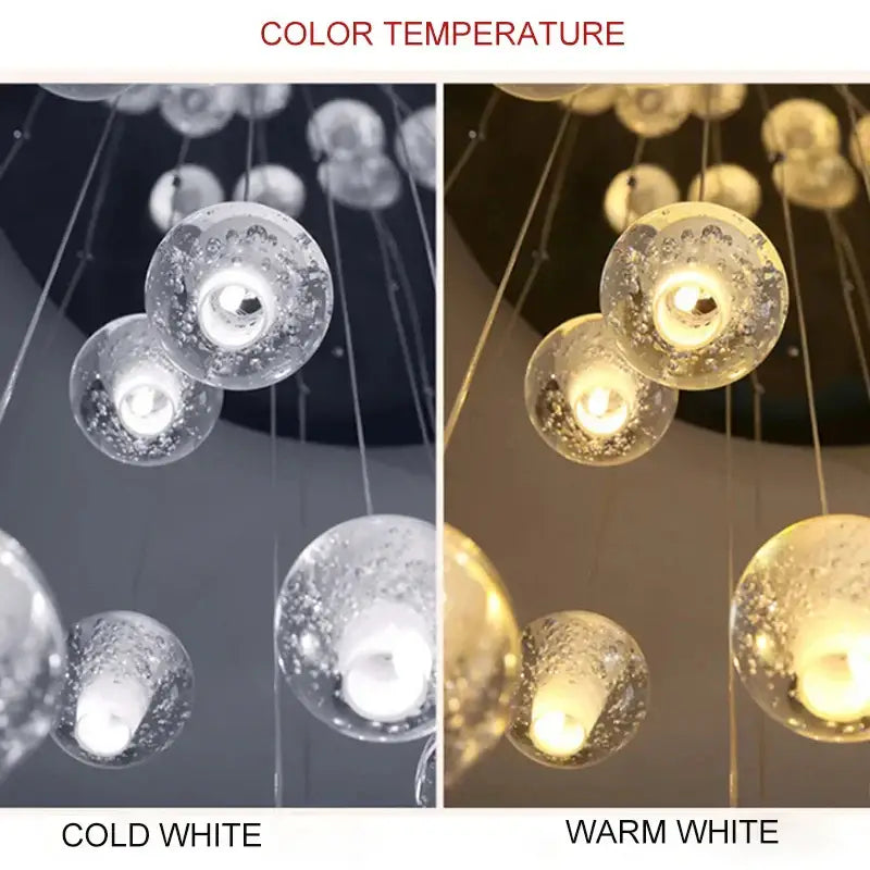 Modern frosted crystal ball chandelier staircase pendant light