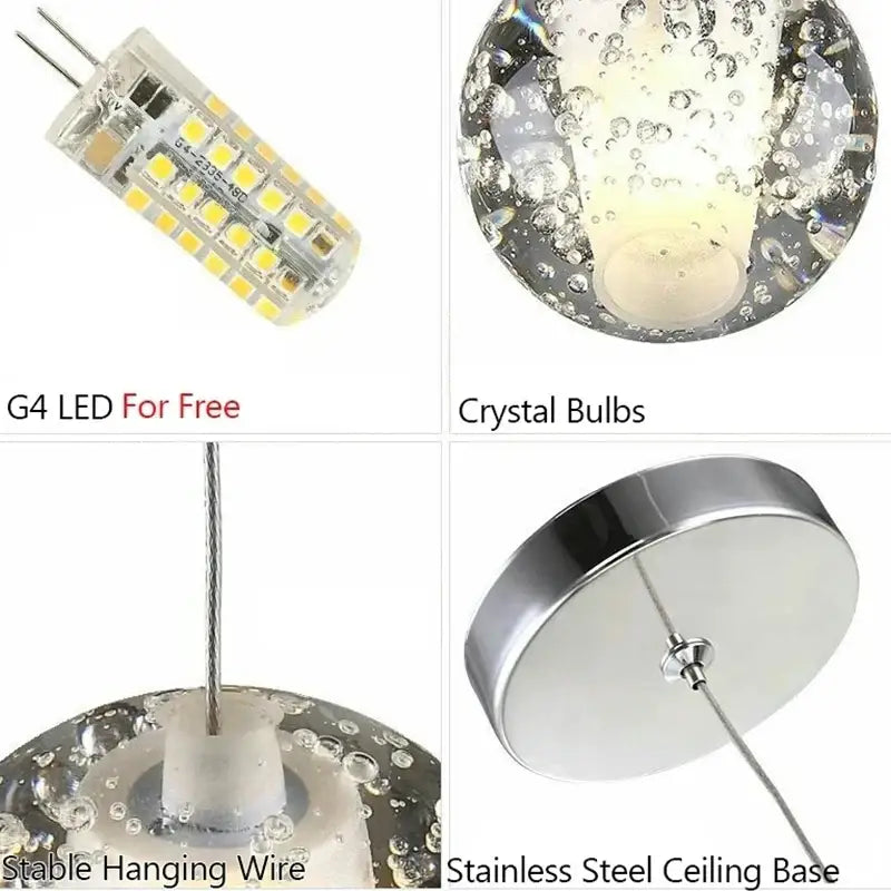 Modern frosted crystal ball chandelier staircase pendant light