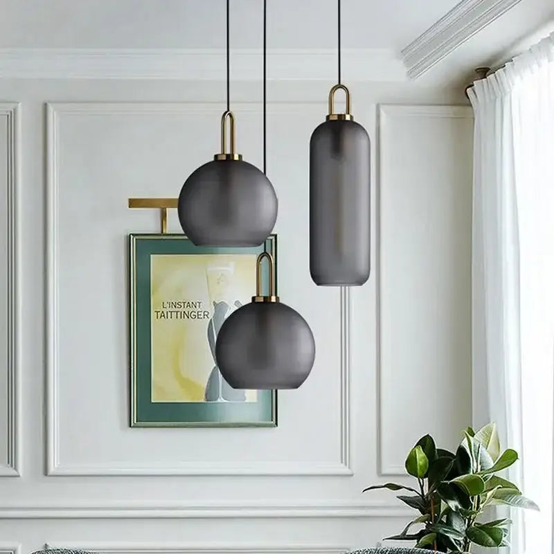 Modern frosted gray glass ball pendant light kitchen lighting
