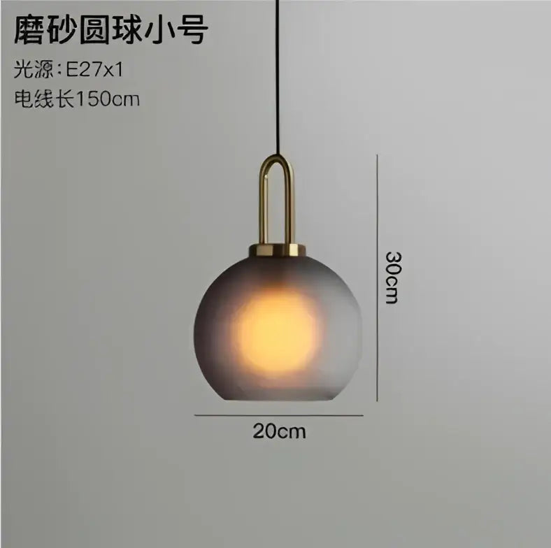 Modern frosted gray glass ball pendant light kitchen lighting