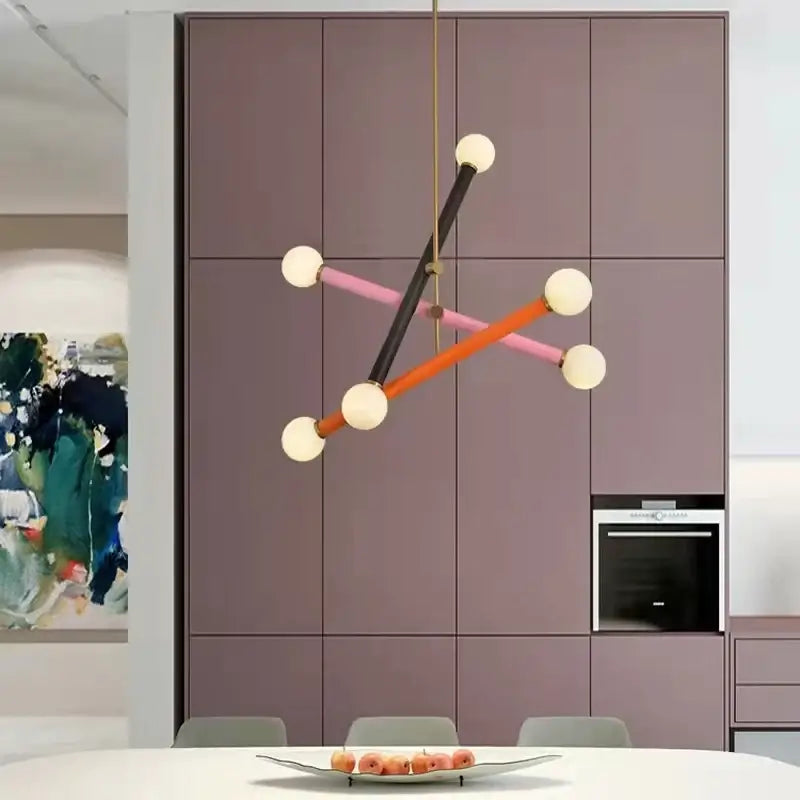 Modern geometric colorful chandelier art deco dining room light