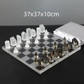 Modern geometric crystal chess set living room decor clear & black