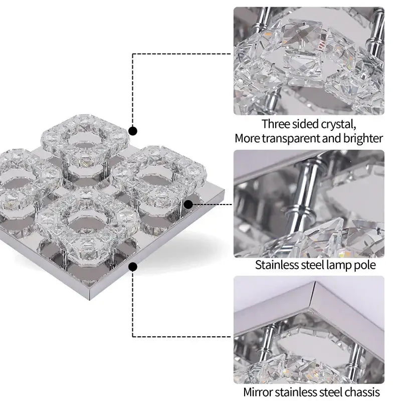 Modern geometric crystal smart led chandelier for living room