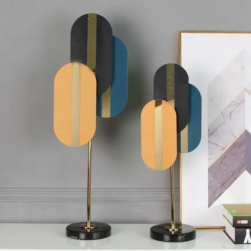 Modern geometric ellipse metal sculpture living room home decor
