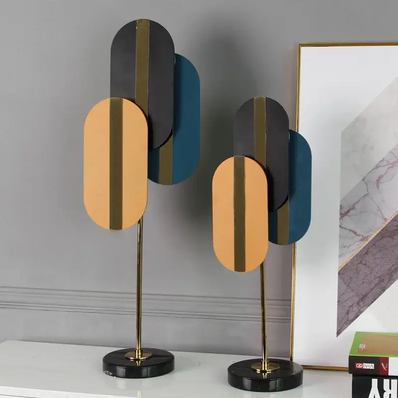 Modern geometric ellipse metal sculpture living room home decor