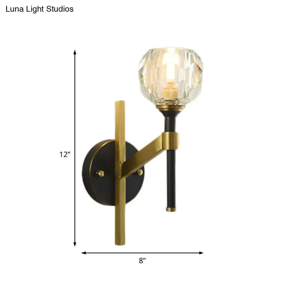 Modern geometric flush black & gold wall sconce bedroom light