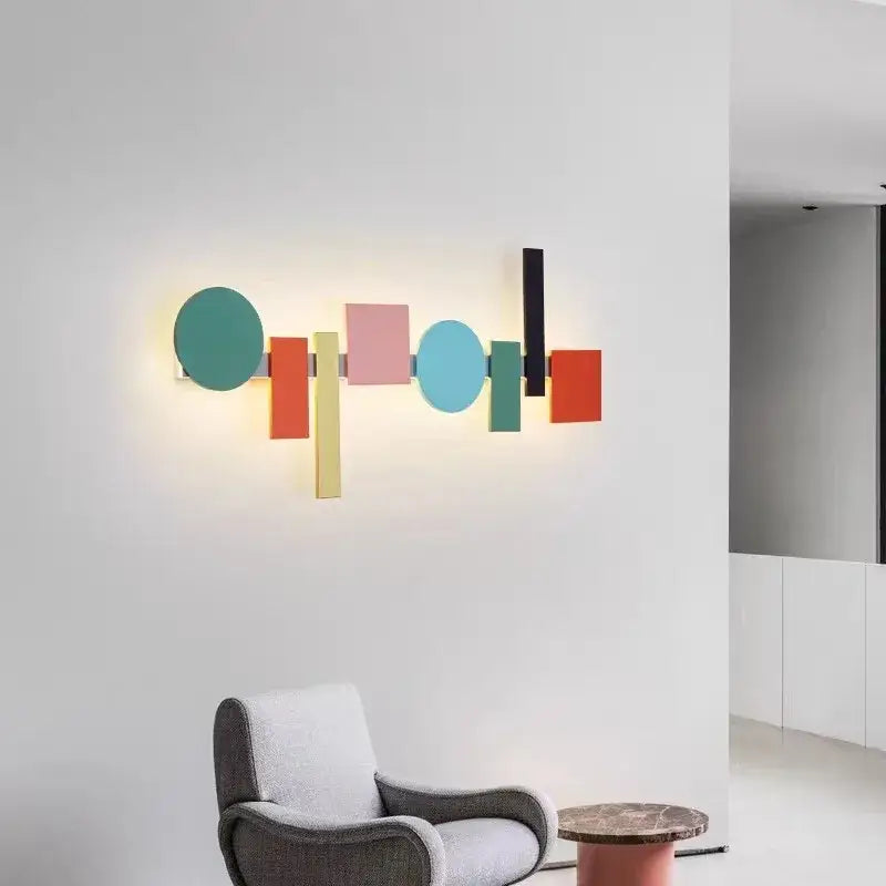 Modern geometric flush mount colorful wall sconce bedroom light