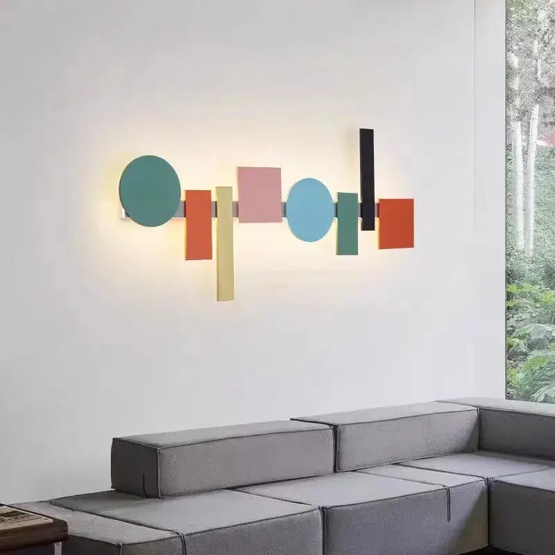 Modern geometric flush mount colorful wall sconce bedroom light