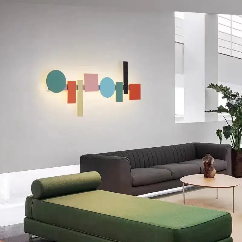 Modern geometric flush mount colorful wall sconce bedroom light