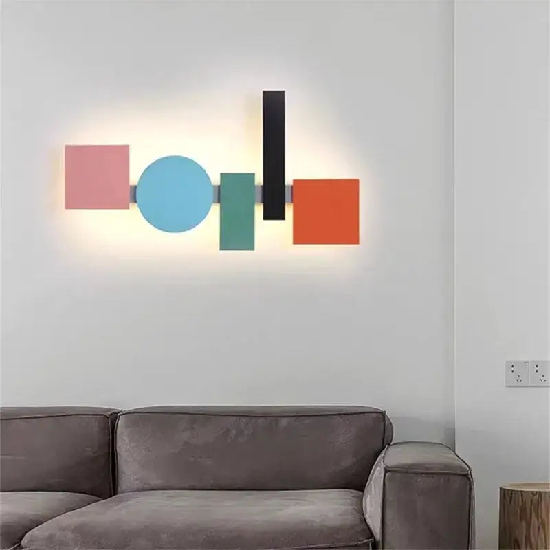 Modern geometric flush mount colorful wall sconce bedroom light