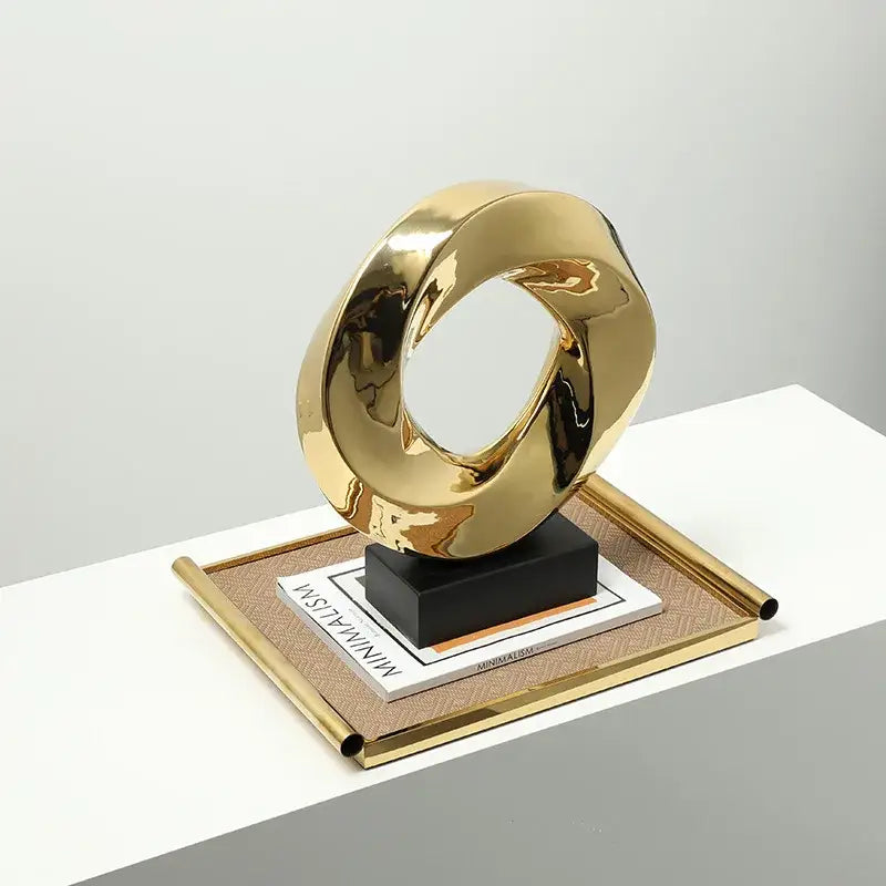 Modern geometric gold hollowed sculpture living room decor