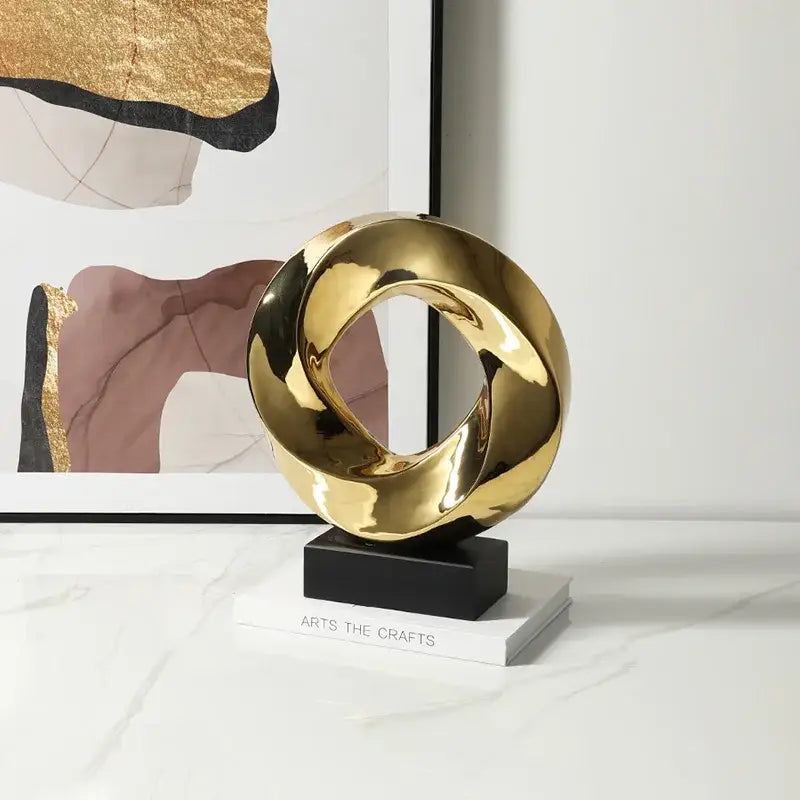 Modern geometric gold hollowed sculpture living room decor
