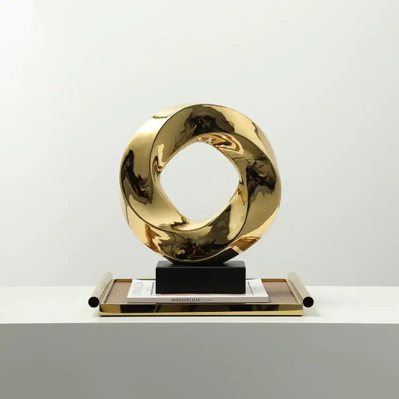 Modern geometric gold hollowed sculpture living room decor