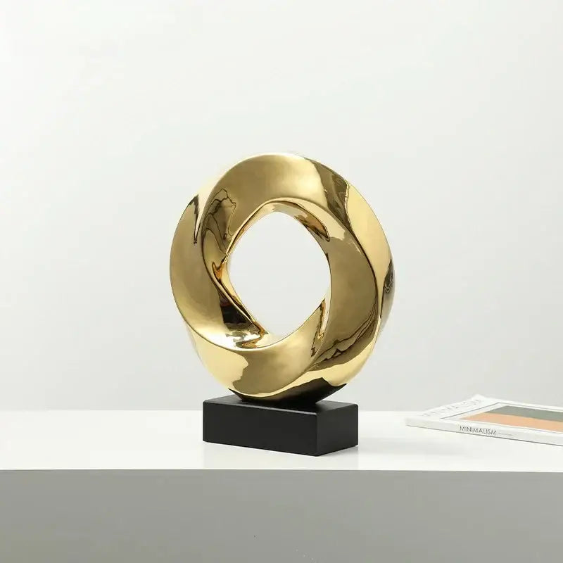 Modern geometric gold hollowed sculpture living room decor