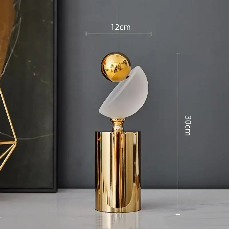 Modern geometric golden ball frosted glass sculpture living room decor