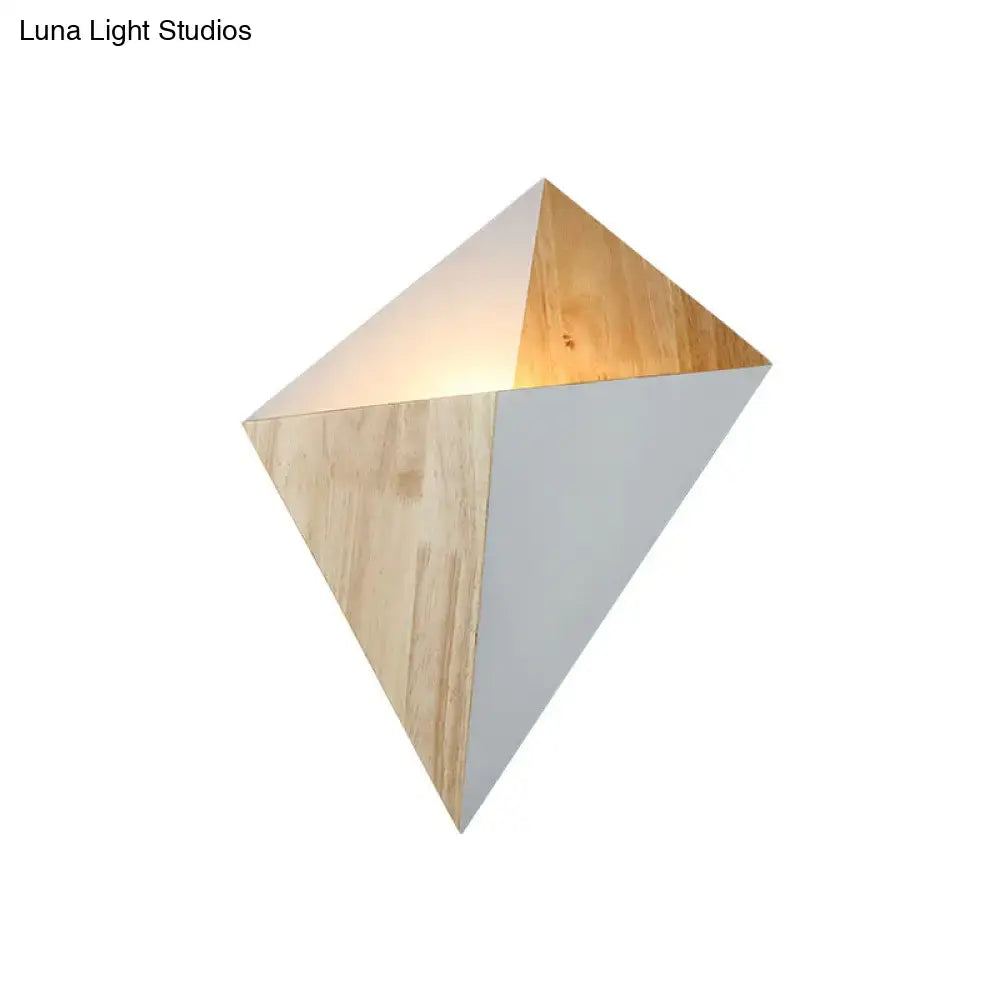 Modern geometric rubber wood wall sconce for bedroom