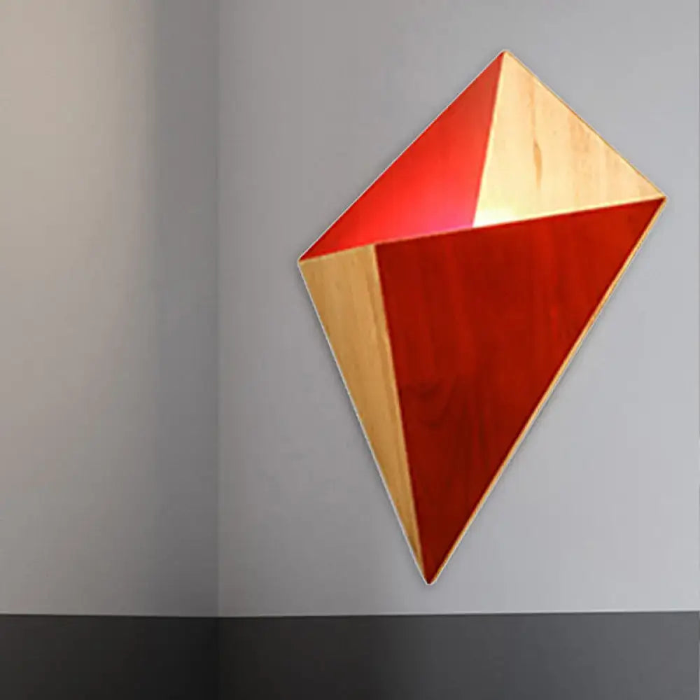 Modern geometric rubber wood wall sconce for bedroom
