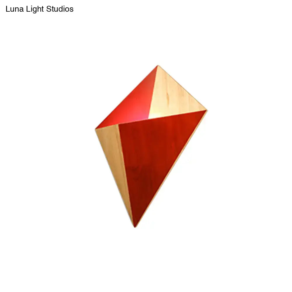 Modern geometric rubber wood wall sconce for bedroom