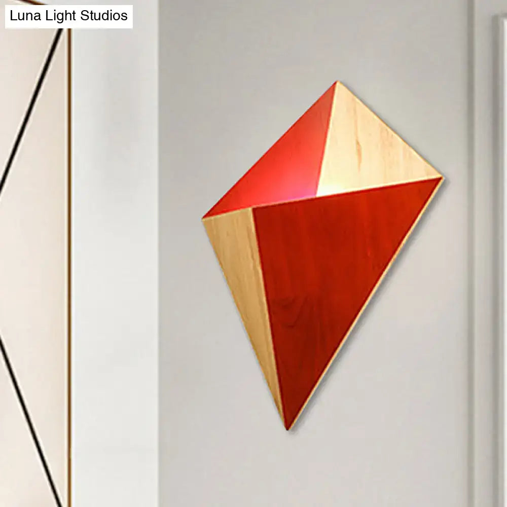 Modern geometric rubber wood wall sconce for bedroom