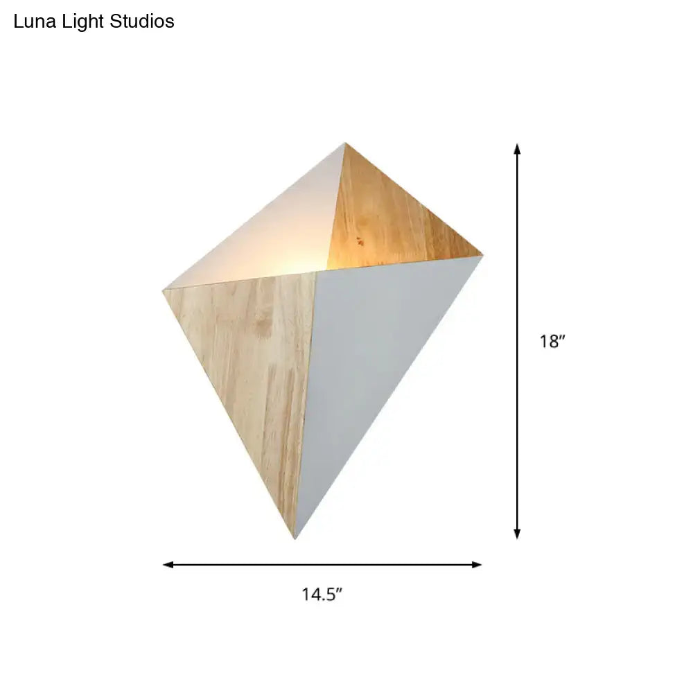 Modern geometric rubber wood wall sconce for bedroom