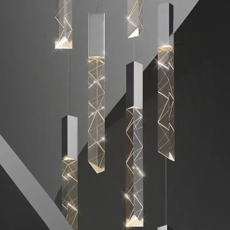 Modern geometric silver crystal glass led pendant light dining room