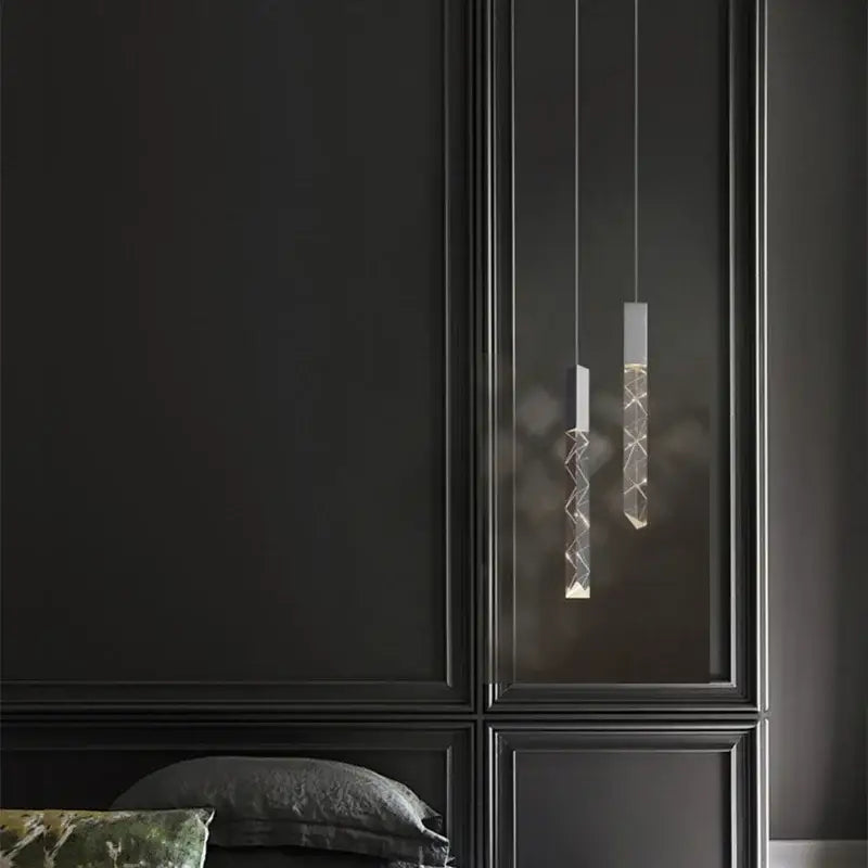 Modern geometric silver crystal glass led pendant light dining room