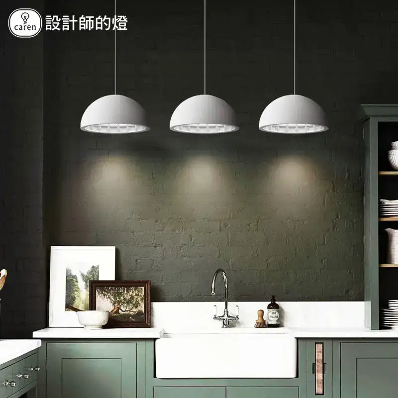 Modern geometric white creamy gypsum pendant lights bedroom decor