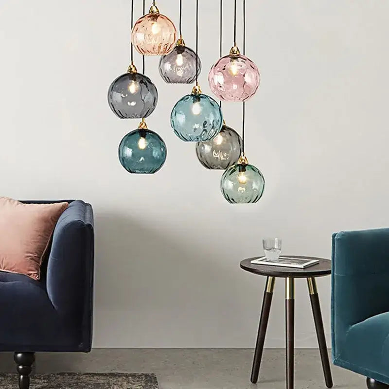 Modern glass ball lustre pendant lights – kitchen cluster fixture
