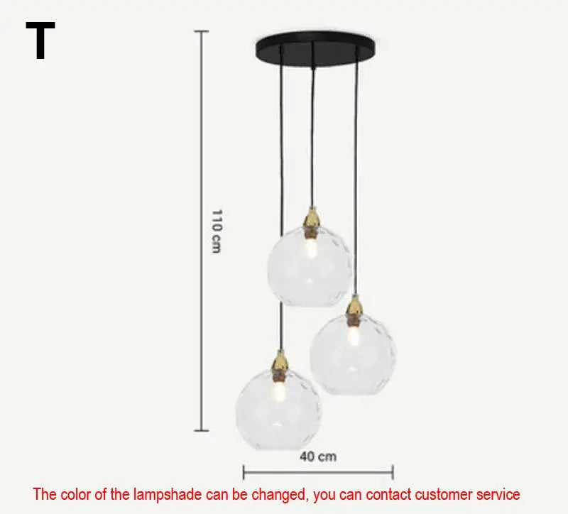 Modern glass ball lustre pendant lights – kitchen cluster fixture
