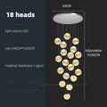 Modern glass ball spiral chandelier dining room led pendant light