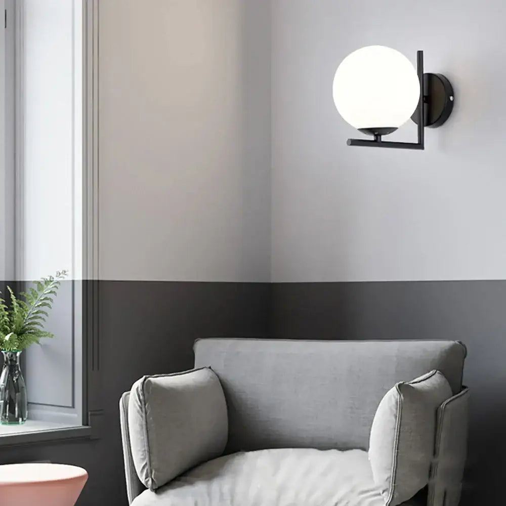 Modern glass ball wall lamp bedroom crystal sconce