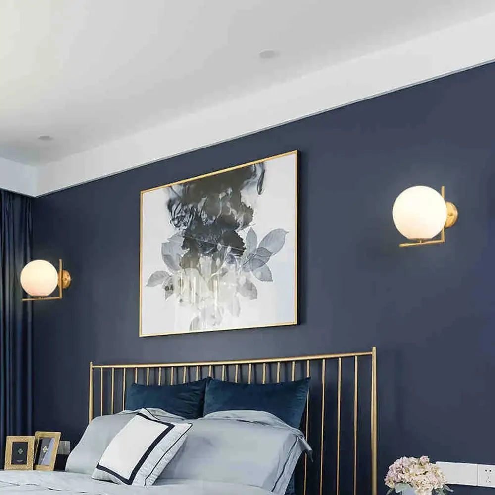 Modern glass ball wall lamp bedroom crystal sconce