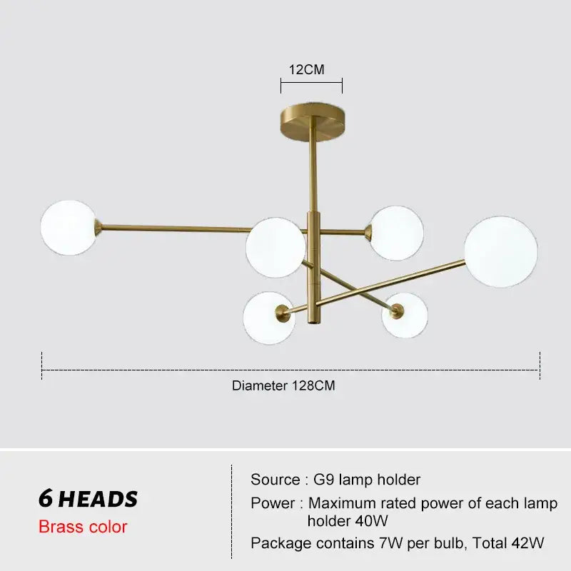 Modern glass brass chandelier – living room geometric pendant light