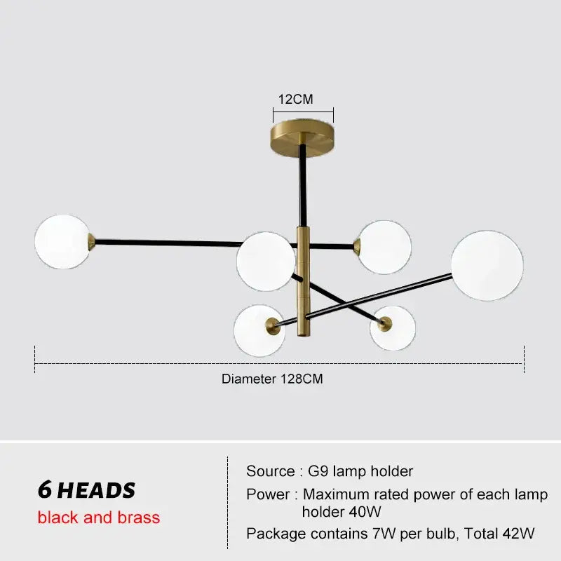Modern glass brass chandelier – living room geometric pendant light