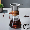 Modern glass coffee kettle set with steel filter drip kitchen brewer
