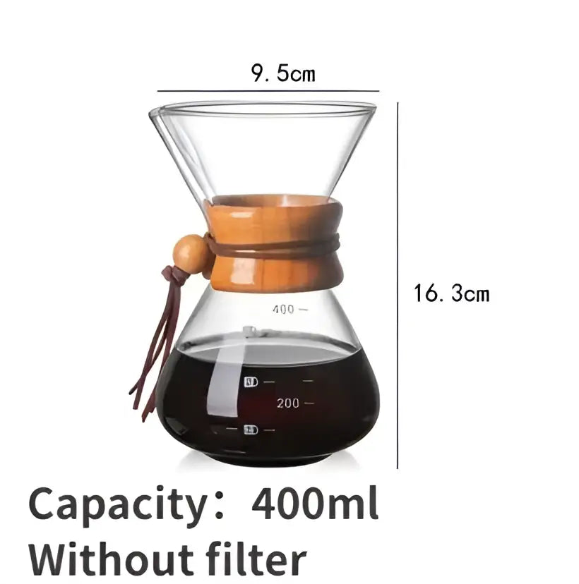 Modern glass coffee kettle set with steel filter drip kitchen brewer
