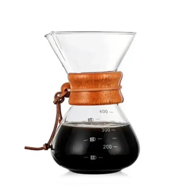 Modern glass coffee kettle set with steel filter drip kitchen brewer