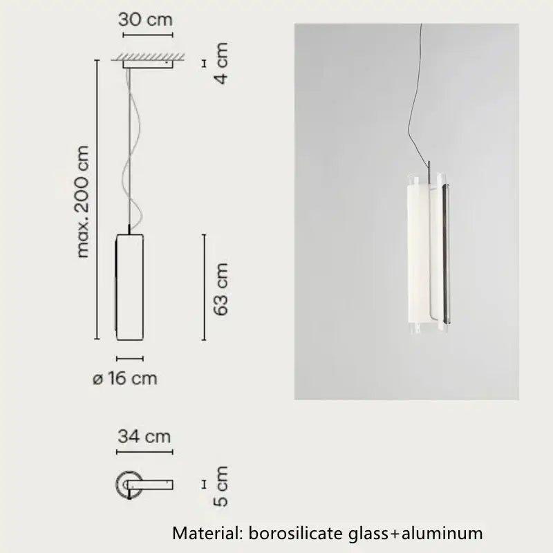 Modern glass cylinder chandelier dining room led pendant light