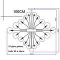 Modern glass globe led chandelier living room ribbed pendant light