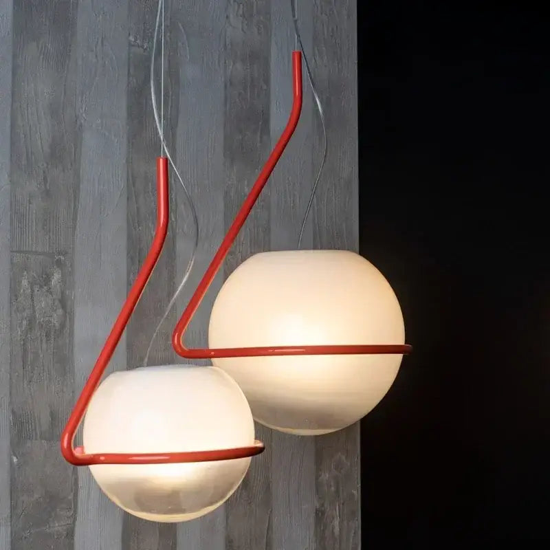 Modern glass globe pendant lamp for kitchen island white red & gold